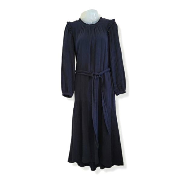 XiRENA Dresses & Skirts - Xirena Mia Dress Black Maxi Gauze Long Sleeve Lightweight Ruffle Size Medium